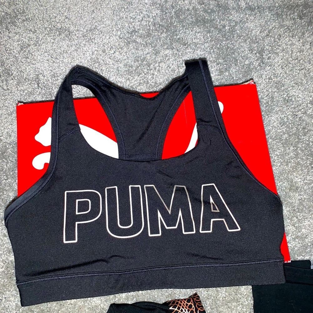 Black and gold Puma sports bra